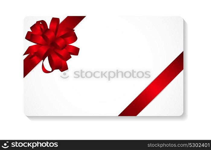 Gift Card with Red Bow and Ribbon Vector Illustration EPS10. Gift Card with Red Bow and Ribbon Vector Illustration
