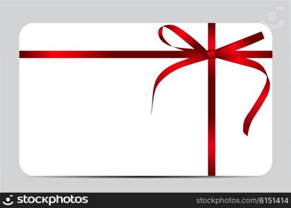 Gift Card with Red Ribbon and Bow. Vector illustration EPS10. Gift Card with Red Ribbon and Bow. Vector illustration