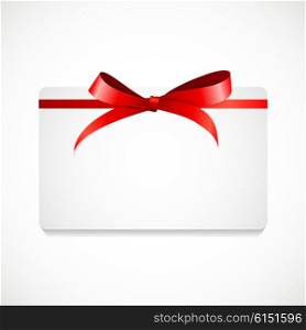 Gift Card with Red Ribbon and Bow. Vector illustration EPS10. Gift Card with Red Ribbon and Bow. Vector illustration