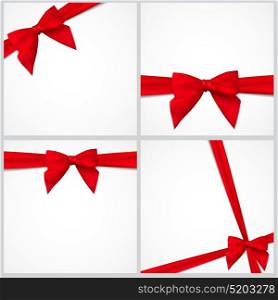 Gift Card with Ribbon and Bow Set. Vector illustration EPS10. Gift Card with Ribbon and Bow Set. Vector illustration