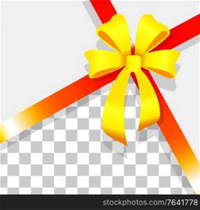 Gift cards and luxury wide gift wrap with red ribbon, tape and golden bow and space for text. Packing box ribbon present for party or Christmas, birthday, postcard with best wishes wrapping template. Gifts and Presents for Everyone, Wrapping Boxes