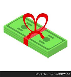 Gift cash pack icon isometric vector. Money bonus. Reward prize. Gift cash pack icon isometric vector. Money bonus