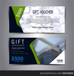 Gift certificates and vouchers cards, discount coupon or banner web template with marble texture imitation, Blurred background gradient mesh for make an image of the products your company offers.