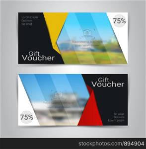 Gift certificates and vouchers, discount coupon or banner web template with blurred background gradient mesh for make an image of the products your company offers.