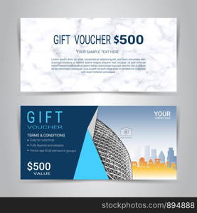 Gift certificates and vouchers, discount coupon or banner web template with marble texture imitation background, clean and modern pattern design for make an image of the product your company offers.