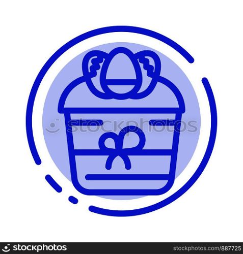 Gift, Decoration, Easter, Flower, Plant Blue Dotted Line Line Icon