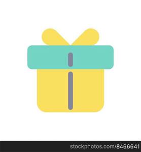Gift flat color ui icon. Birthday and christmas present. Customer bonus. Box with ribbon and bow. Simple filled element for mobile app. Colorful solid pictogram. Vector isolated RGB illustration. Gift flat color ui icon