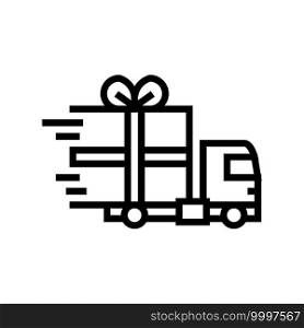 gift free shipping line icon vector. gift free shipping sign. isolated contour symbol black illustration. gift free shipping line icon vector illustration