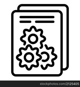 Gift gear papers icon outline vector. Box present. Ribbon suprise. Gift gear papers icon outline vector. Box present