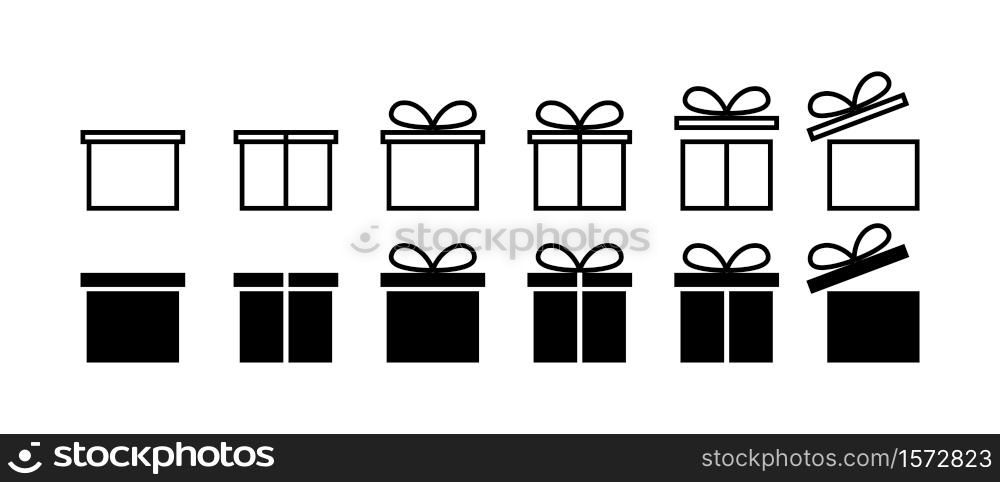 Gift. Gift box vector icons. Christmas gift box in flat design. Surprise concept. Vector illustration