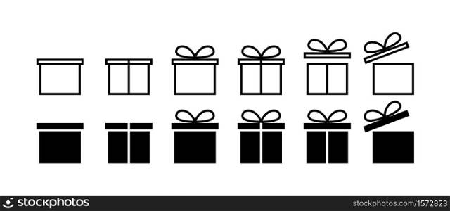 Gift. Gift box vector icons. Christmas gift box in flat design. Surprise concept. Vector illustration