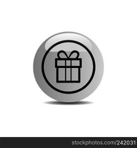 Gift icon in a button on a white background. Vector illustration