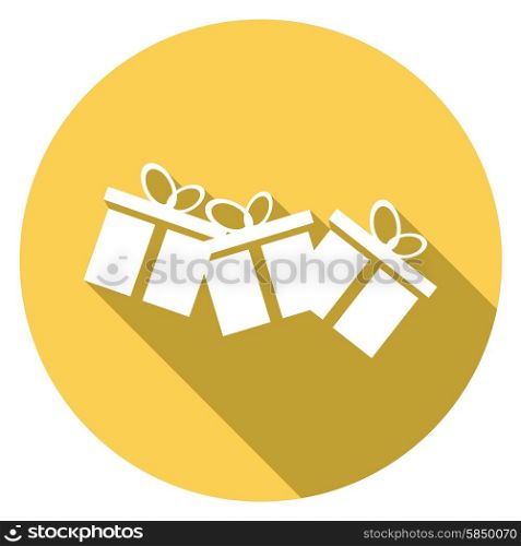 Gift icon, vector illustration. Flat design style with long shadow