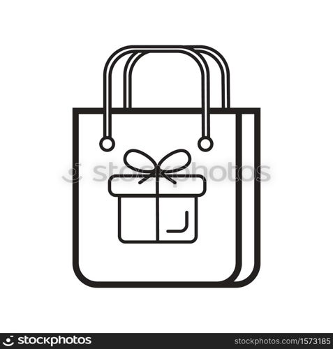 Gift icon vector in simple outline style. Sign of the gift box. The package is tied with a bow. Online donation for illustration. The online store distributes prizes.. Gift icon vector in simple outline style. Sign of the gift box. The package is tied with bow. Online donation for illustration. The online store distributes prizes.