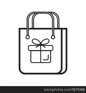 Gift icon vector in simple outline style. Sign of the gift box. The package is tied with a bow. Online donation for illustration. The online store distributes prizes.. Gift icon vector in simple outline style. Sign of the gift box. The package is tied with bow. Online donation for illustration. The online store distributes prizes.