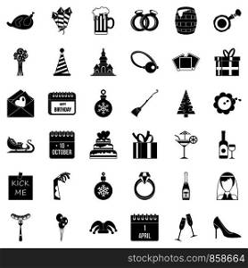 Gift icons set. Simple style of 36 gift vector icons for web isolated on white background. Gift icons set, simple style
