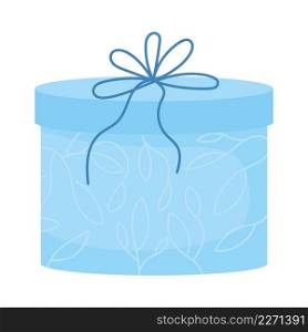 Gift in blue box semi flat color vector object. Full sized item on white. Birthday party and christmas present simple cartoon style illustration for web graphic design and animation. Gift in blue box semi flat color vector object