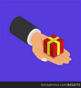 Gift in hand isometric