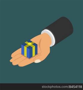 Gift in hand isometric