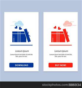 Gift, Love, Heart, Wedding Blue and Red Download and Buy Now web Widget Card Template