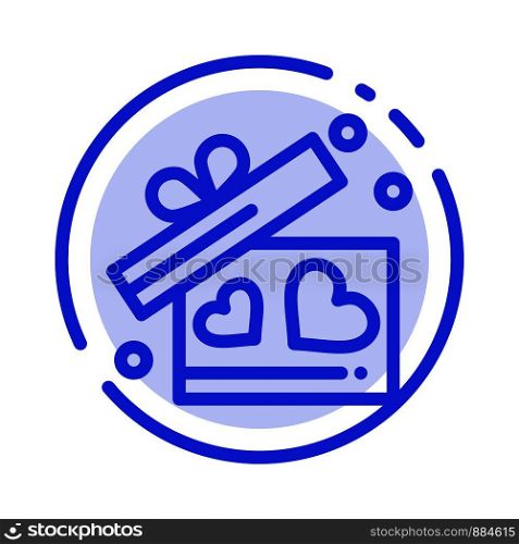 Gift, Love, Heart, Wedding Blue Dotted Line Line Icon