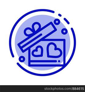 Gift, Love, Heart, Wedding Blue Dotted Line Line Icon