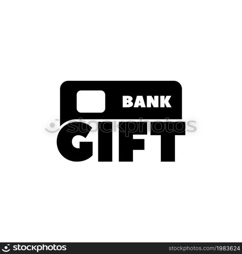 Gift Made with Banking Credit Card. Flat Vector Icon illustration. Simple black symbol on white background. Gift Made with Banking Credit Card sign design template for web and mobile UI element. Gift Made with Credit Card Flat Vector Icon