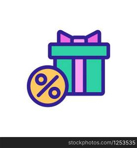 Gift percentage icon vector. Thin line sign. Isolated contour symbol illustration. Gift percentage icon vector. Isolated contour symbol illustration