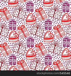 Gift seamless pattern. Seamless happy birthday, new year or valentine backdrop. Texture with gift-boxes. Gift seamless pattern. Seamless happy birthday, new year or valentine backdrop.