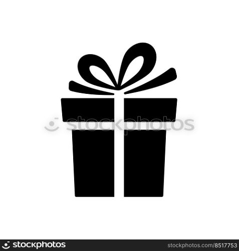 Gift silhouette. Birthday gift box shape. Christmas present symbol. Vector isolated on white.	