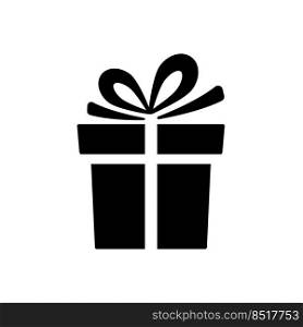 Gift silhouette. Birthday gift box shape. Christmas present symbol. Vector isolated on white.	