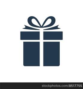 Gift silhouette. Birthday gift box shape. Christmas present symbol. Vector isolated on white. 
