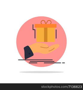 gift, surprise, solution, idea, birthday Flat Color Icon Vector