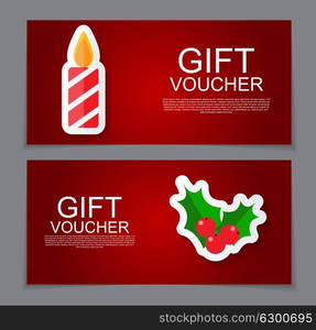 Gift Voucher Template for Christmas and New Year Discount Coupon Vector Illustration EPS10. Gift Voucher Template for Christmas and New Year Discount Coupon