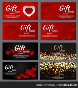 Gift Voucher Template For Your Business. Valentine s Day Heart Card Love and Feelings Background Design. Vector illustration EPS10. Gift Voucher Template For Your Business. Valentine s Day Heart