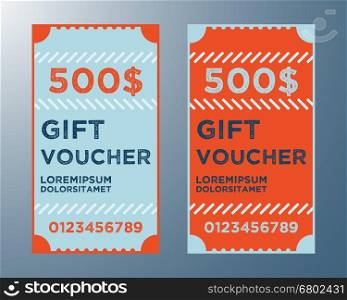 Gift voucher template. Gift voucher template. Two gift certificate layout. Vector illustration.