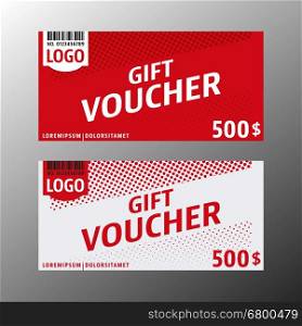 Gift voucher template. Two gift certificate layout. Vector illustration.. Gift voucher template