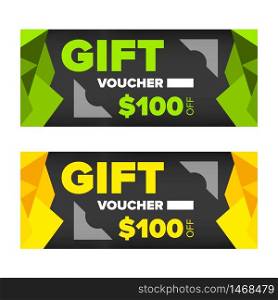Gift voucher template with abstract color background. Gift voucher design