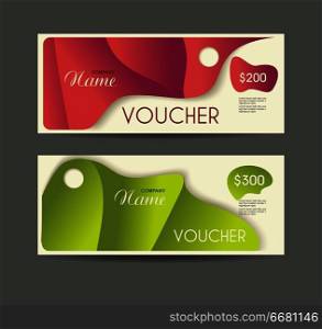 Gift voucher template with retro design, vector.