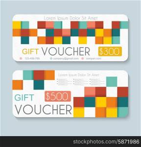 Gift voucher template with retro geometric pattern