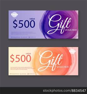 Gift voucher template with watercolor vector image