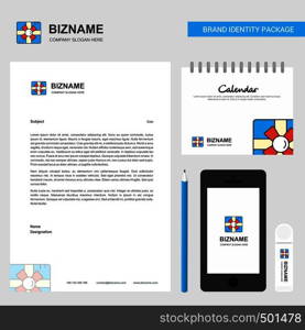 Giftbox Business Letterhead, Calendar 2019 and Mobile app design vector template