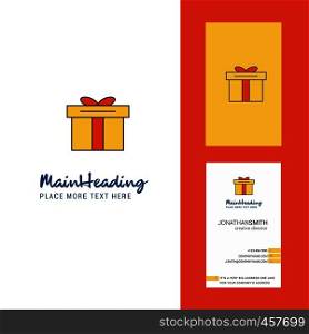 Giftbox Creative Logo and business card. vertical Design Vector