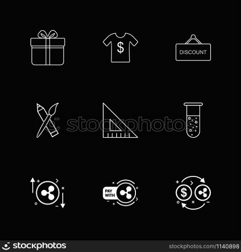 giftbox , dollar, shirt ,discount , scale, beaker , brush , icon, vector, design, flat, collection, style, creative, icons