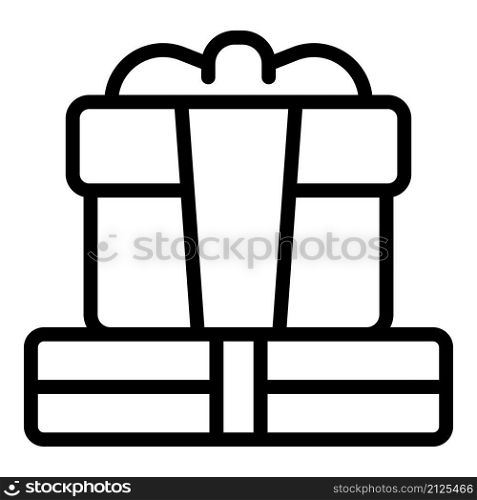 Giftbox icon outline vector. Ribbon present. Cute party. Giftbox icon outline vector. Ribbon present