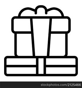 Giftbox icon outline vector. Ribbon present. Cute party. Giftbox icon outline vector. Ribbon present