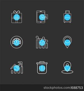 giftbox , ipad , compass , navigations , graph , bag , icon, vector, design, flat, collection, style, creative, icons