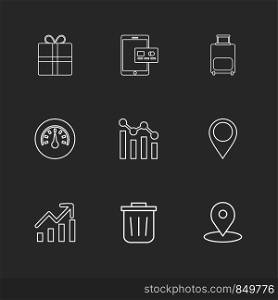 giftbox , ipad , compass , navigations , graph , bag , icon, vector, design, flat, collection, style, creative, icons