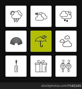 giftbox , maskara , earings , Ecology , eco , icons , weather , enviroement , icon, vector, design, flat, collection, style, creative, icons , cloud , rain , storm , moon , rainbow , sun , sunlight ,