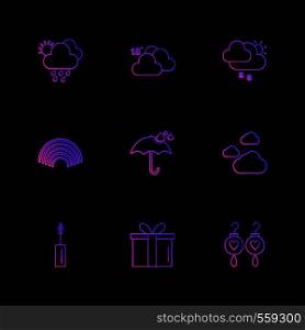 giftbox , maskara , earings , Ecology , eco , icons , weather , enviroement , icon, vector, design, flat, collection, style, creative, icons , cloud , rain , storm , moon , rainbow , sun , sunlight ,